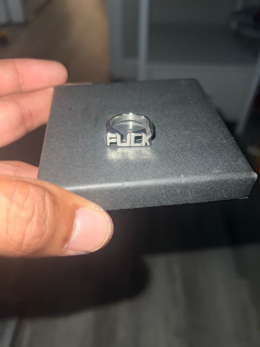 Silver Logo Ring with Cutout Design sizes 6.5 or 7